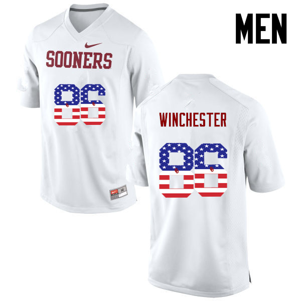 Oklahoma Sooners #86 James Winchester College Football USA Flag Fashion Jerseys-White